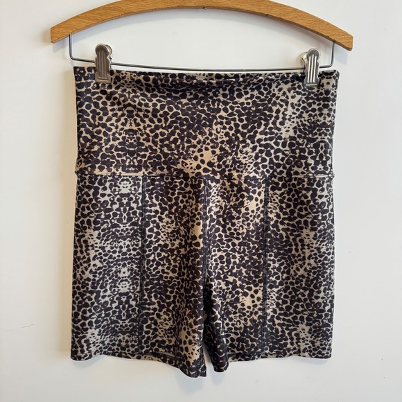 Live The Process Pants - Live The Process High Waisted Leopard Print Bike Shorts Womens Large